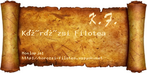 Körözsi Filotea névjegykártya